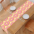 Pink Glazed Donut Pattern Print Table Runner