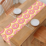 Pink Glazed Donut Pattern Print Table Runner