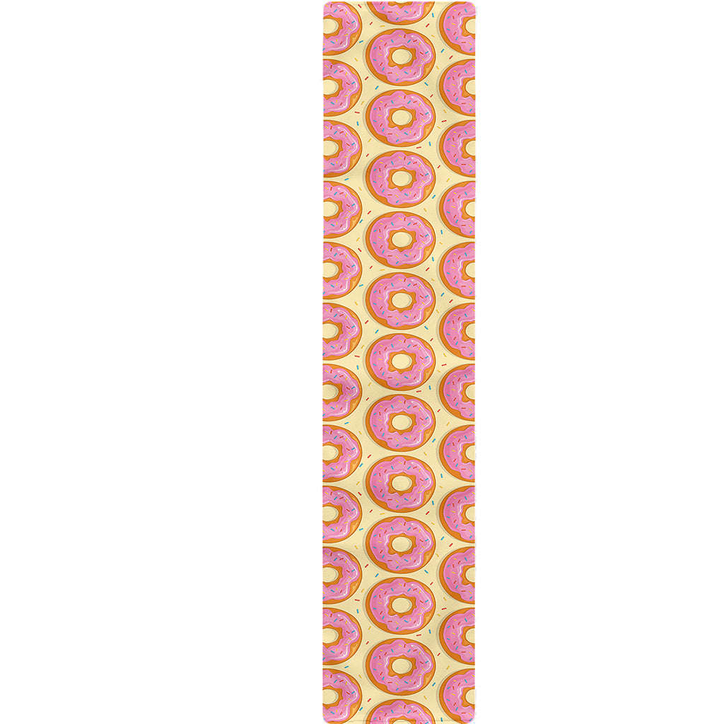 Pink Glazed Donut Pattern Print Table Runner