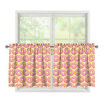 Pink Glazed Donut Pattern Print Tier Curtains
