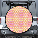 Pink Glazed Donut Pattern Print Tire Cover
