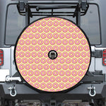 Pink Glazed Donut Pattern Print Tire Cover With Camera Hole