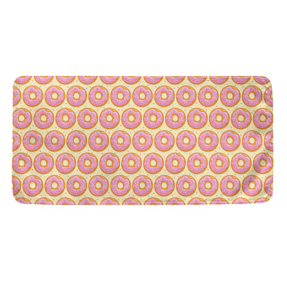 Pink Glazed Donut Pattern Print Towel