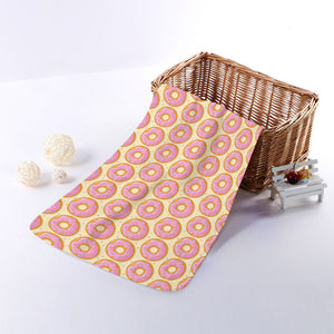 Pink Glazed Donut Pattern Print Towel