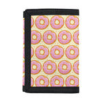 Pink Glazed Donut Pattern Print Trifold Wallet