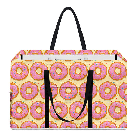 Pink Glazed Donut Pattern Print Utility Tote Bag