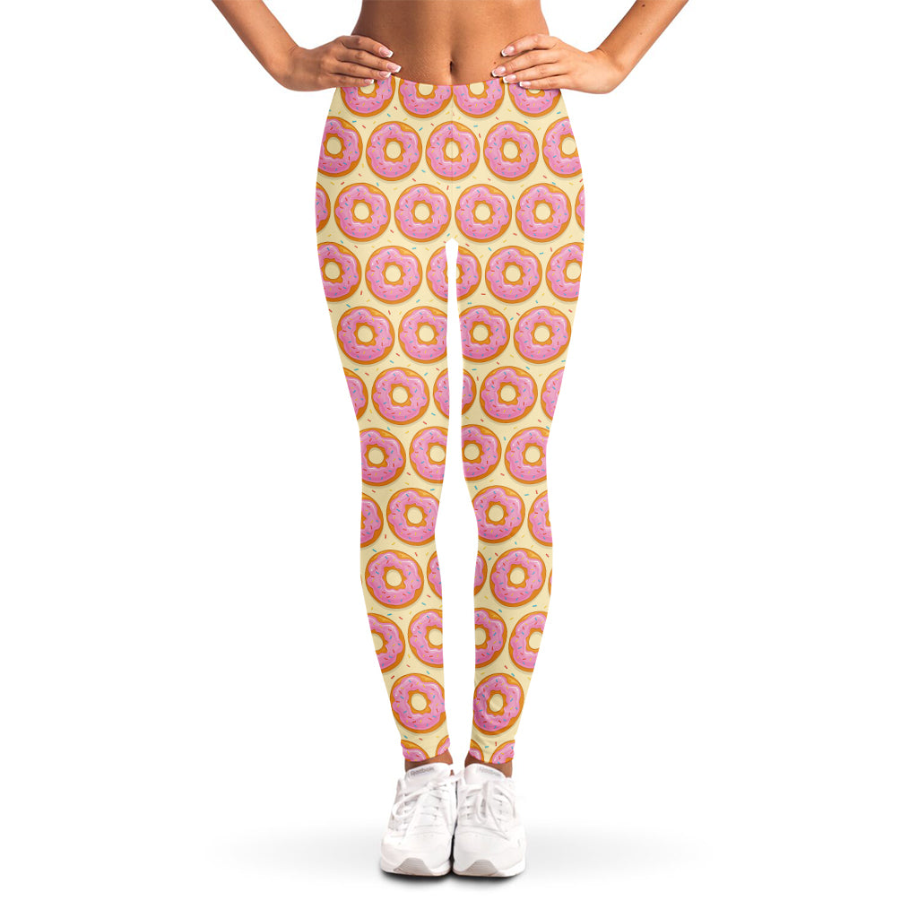 Pink Glazed Donut Pattern Print Women's Leggings