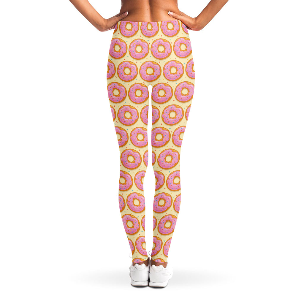 Pink Glazed Donut Pattern Print Women's Leggings