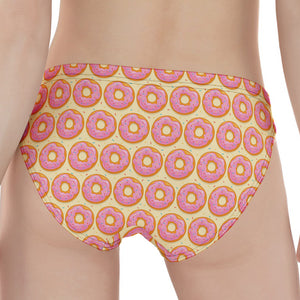 Pink Glazed Donut Pattern Print Women's Panties