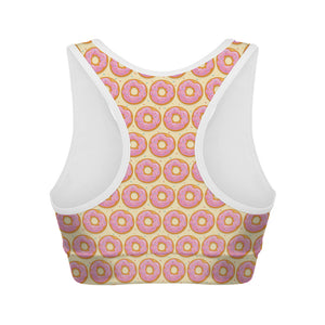 Pink Glazed Donut Pattern Print Women's Sports Bra