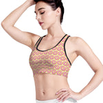 Pink Glazed Donut Pattern Print Women's Sports Bra