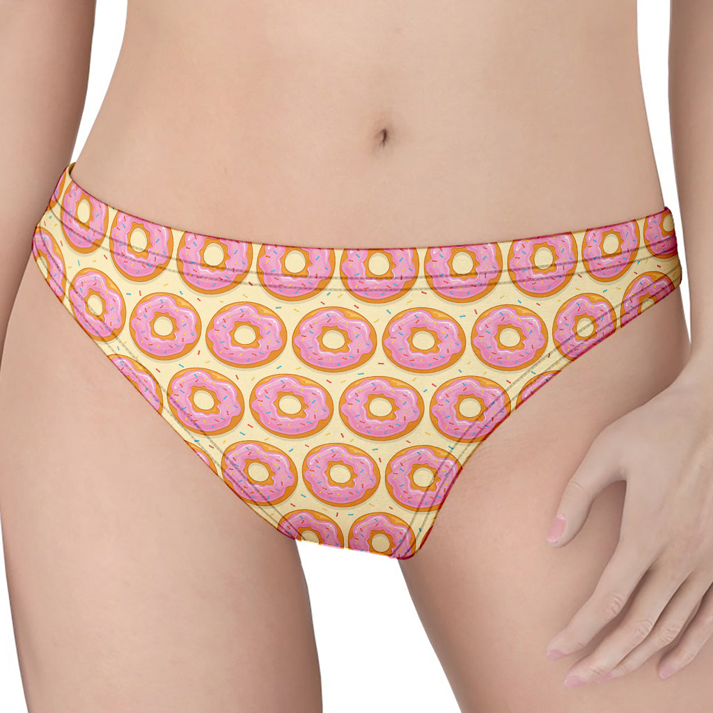 Pink Glazed Donut Pattern Print Women's Thong