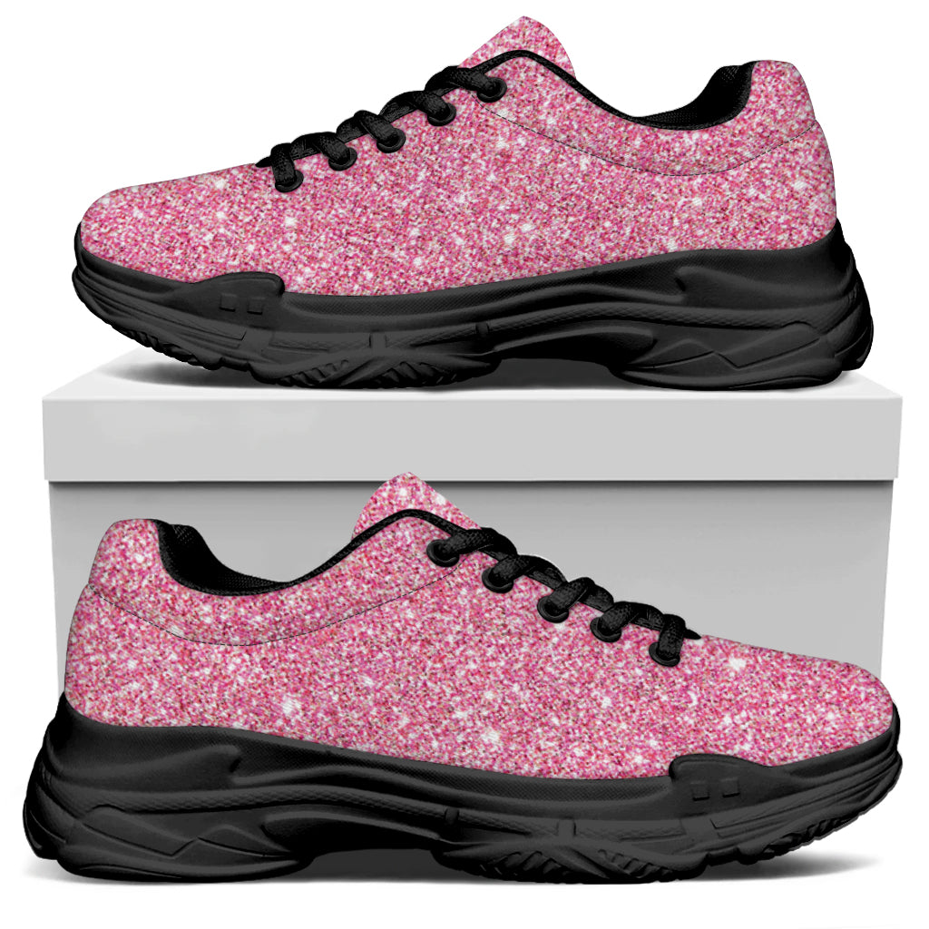 Pink Glitter Artwork Print (NOT Real Glitter) Black Chunky Shoes