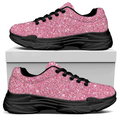Pink Glitter Artwork Print (NOT Real Glitter) Black Chunky Shoes