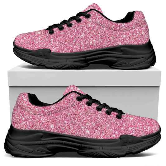 Pink Glitter Artwork Print (NOT Real Glitter) Black Chunky Shoes