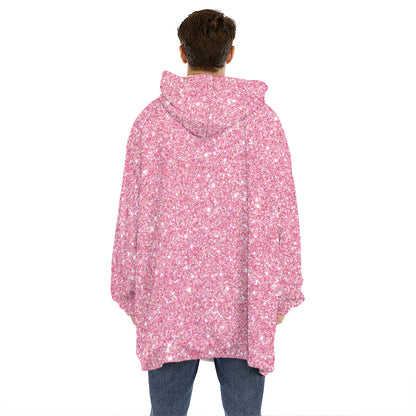 Pink Glitter Artwork Print (NOT Real Glitter) Hoodie Blanket