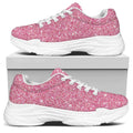 Pink (NOT Real) Glitter Print White Chunky Shoes