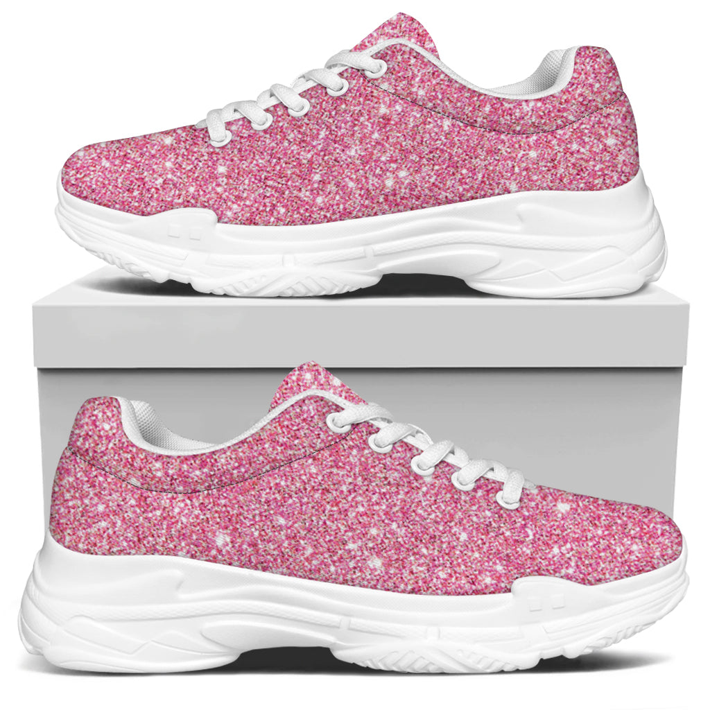 Pink Glitter Artwork Print (NOT Real Glitter) White Chunky Shoes