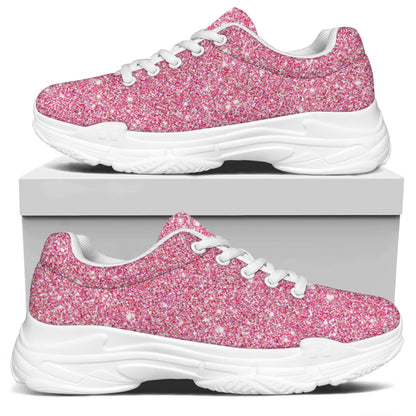 Pink Glitter Artwork Print (NOT Real Glitter) White Chunky Shoes