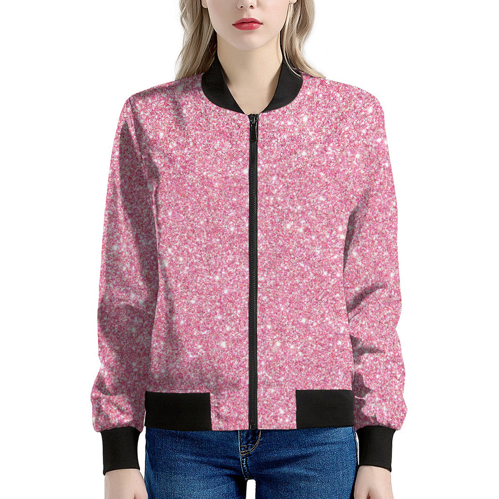 Pink Glitter Artwork Print (NOT Real Glitter) Women's Bomber Jacket