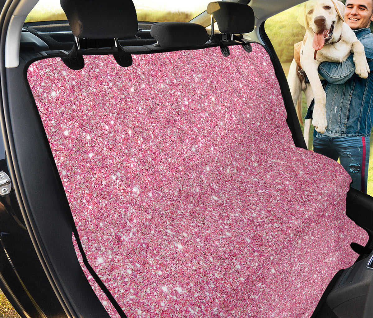 Pink (NOT Real) Glitter Print Pet Car Back Seat Cover