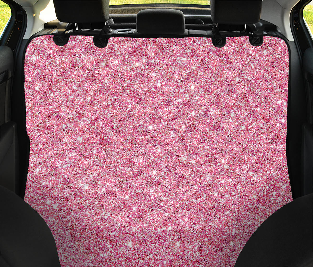 Pink (NOT Real) Glitter Print Pet Car Back Seat Cover