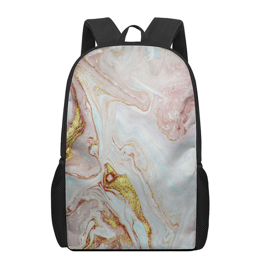 Pink Gold Liquid Marble Print 17 Inch Backpack