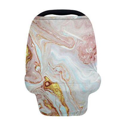 Pink Gold Liquid Marble Print Baby Seat Cover