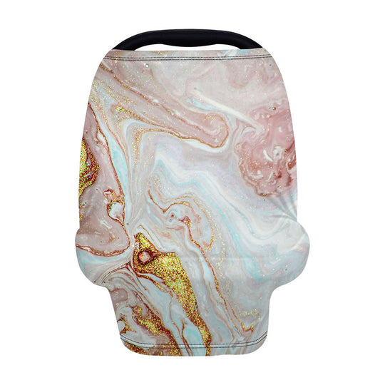 Pink Gold Liquid Marble Print Baby Seat Cover