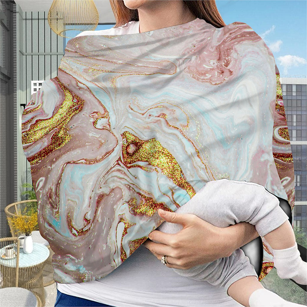 Pink Gold Liquid Marble Print Baby Seat Cover
