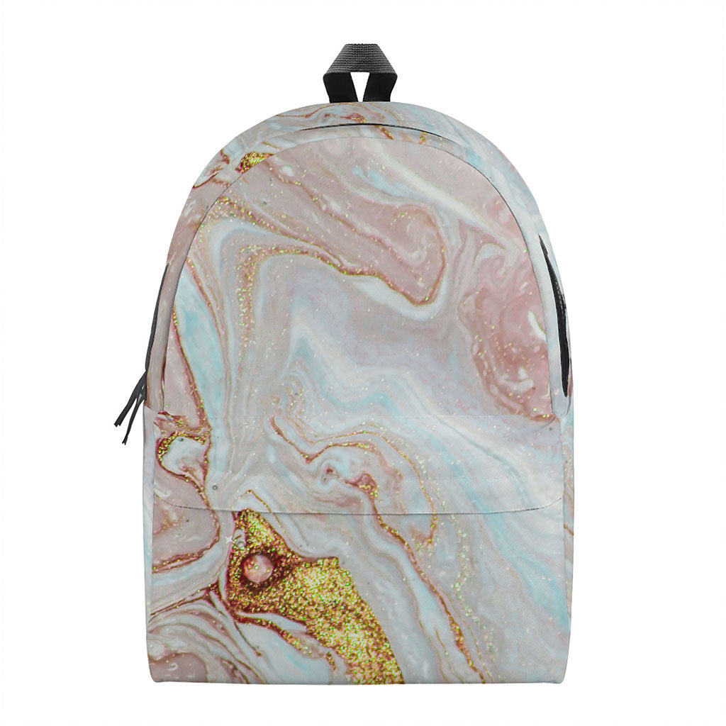Pink Gold Liquid Marble Print Backpack