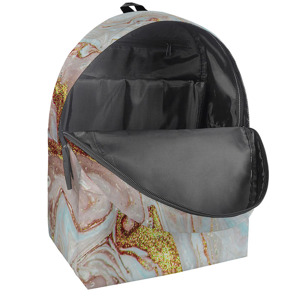 Pink Gold Liquid Marble Print Backpack