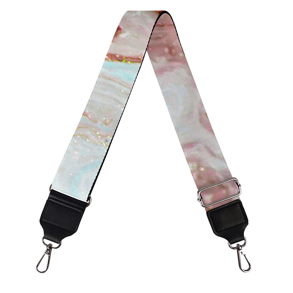 Pink Gold Liquid Marble Print Bag Strap