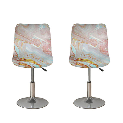Pink Gold Liquid Marble Print Bar Stool Covers