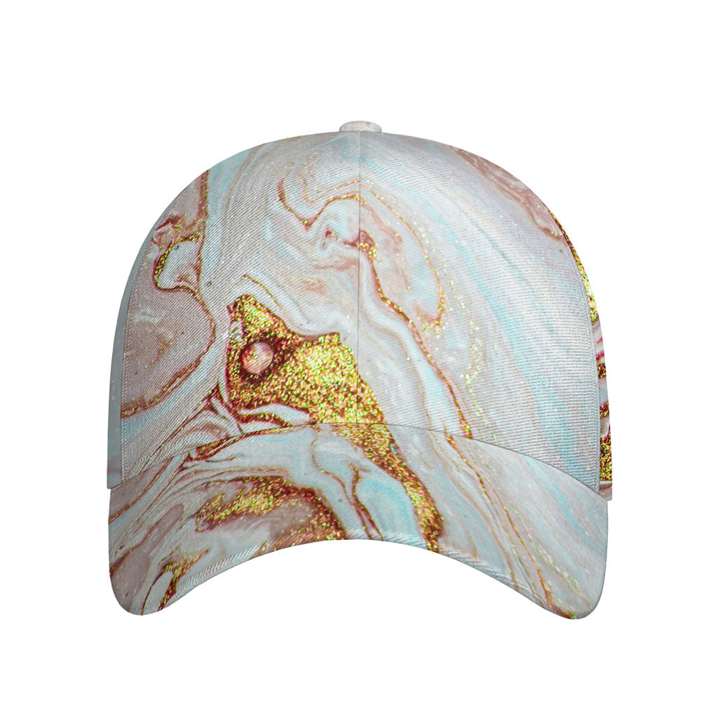 Pink Gold Liquid Marble Print Baseball Cap
