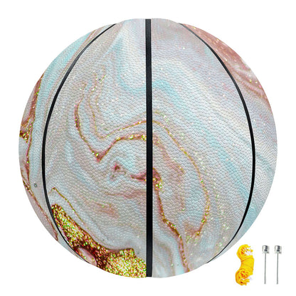 Pink Gold Liquid Marble Print Basketball