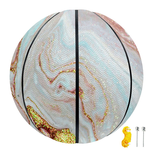 Pink Gold Liquid Marble Print Basketball