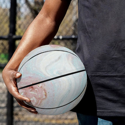 Pink Gold Liquid Marble Print Basketball