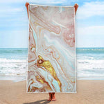 Pink Gold Liquid Marble Print Beach Towel