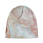 Pink Gold Liquid Marble Print Beanie