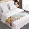 Pink Gold Liquid Marble Print Bed Runner