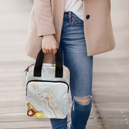Pink Gold Liquid Marble Print Bible Tote Bag