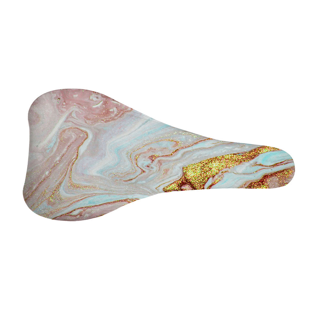 Pink Gold Liquid Marble Print Bicycle Seat Cover