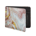 Pink Gold Liquid Marble Print Bifold Wallet