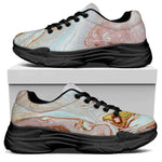 Pink Gold Liquid Marble Print Black Chunky Shoes