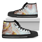 Pink Gold Liquid Marble Print Black High Top Sneakers