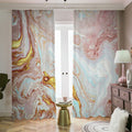 Pink Gold Liquid Marble Print Dimout Pencil Pleat Curtains