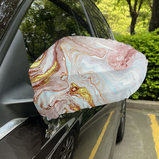 Pink Gold Liquid Marble Print Car Side Mirror Covers