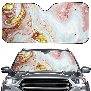 Pink Gold Liquid Marble Print Car Windshield Sun Shade