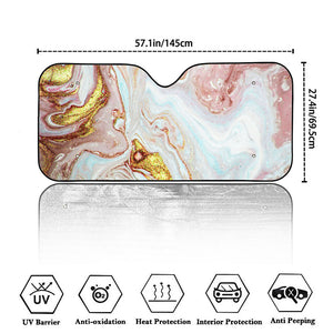 Pink Gold Liquid Marble Print Car Windshield Sun Shade